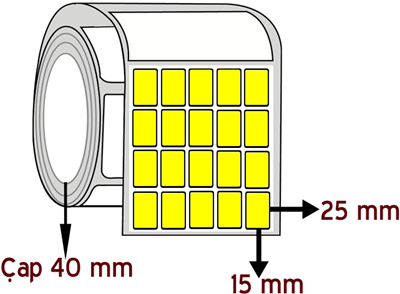 Sarı Renkli 15 mm x 25 mm YY 5'li ÇAP 40 mm Barkod Etiketi ( 10 Rulodur )