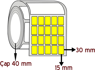 Sarı Renkli 15 mm x 30 mm YY 5'li ÇAP 40 mm Barkod Etiketi ( 10 Rulodur )