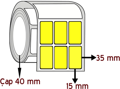 Sarı Renkli 15 mm x 35 mm YY 3'lü ÇAP 40 mm Barkod Etiketi ( 10 Rulodur )