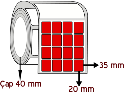  Kırmızı Renkli 20 mm x 35 mm YY 4'lü ÇAP 40 mm Barkod Etiketi ( 10 Rulodur )