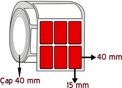  Kırmızı Renkli 15 mm x 40 mm YY 3'lü ÇAP 40 mm Barkod Etiketi ( 10 Rulodur )