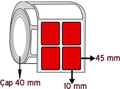 Kırmızı Renkli 10 mm x 45 mm YY 2'li ÇAP 40 mm Barkod Etiketi ( 10 Rulodur )