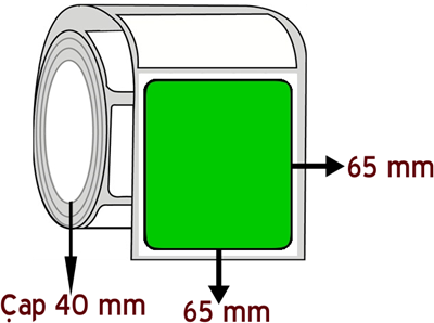 Yeşil Renkli 65 mm x 65 mm ÇAP 40 mm Barkod Etiketi ( 10 Rulodur )