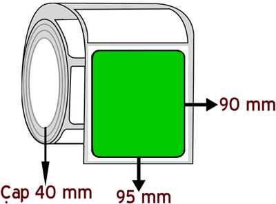 Yeşil Renkli 95 mm x 90 mm ÇAP 40 mm Barkod Etiketi ( 10 Rulodur )